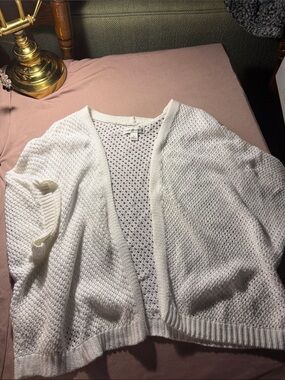 croft & barrow White Open-Weave Cardigan